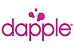 dapple logo in magenta lower case lettering with three bubble shapes above the word, a Sage Intacct customer reference published by Sage