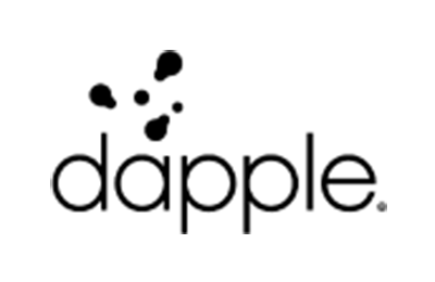 The dapple wordmark in lowercase black rounded lettering with a cluster of four black dots of differing sizes arranged above it