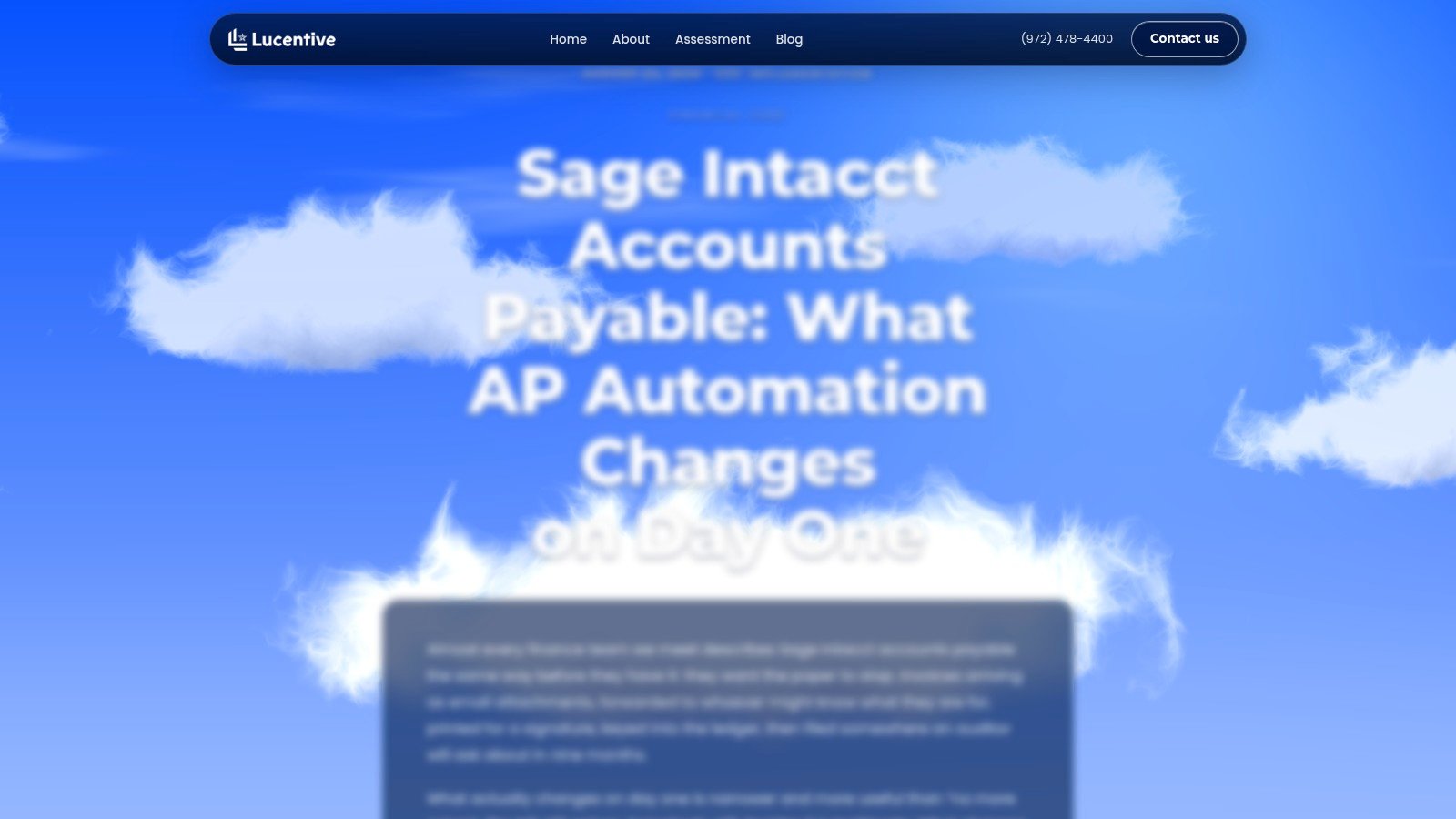 Lucentive Sage Intacct accounts payable page