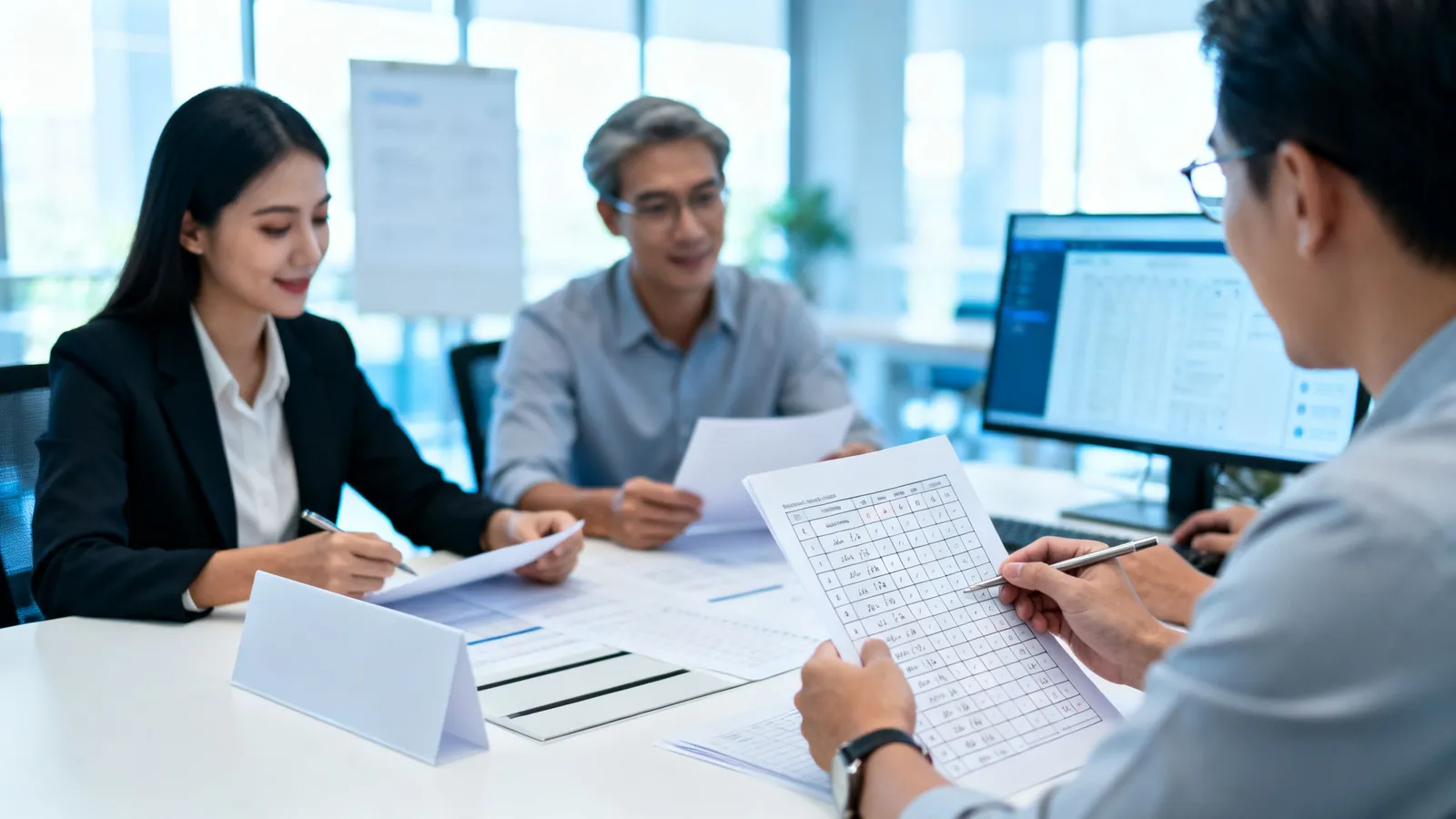 A finance team comparing notes after a software demo