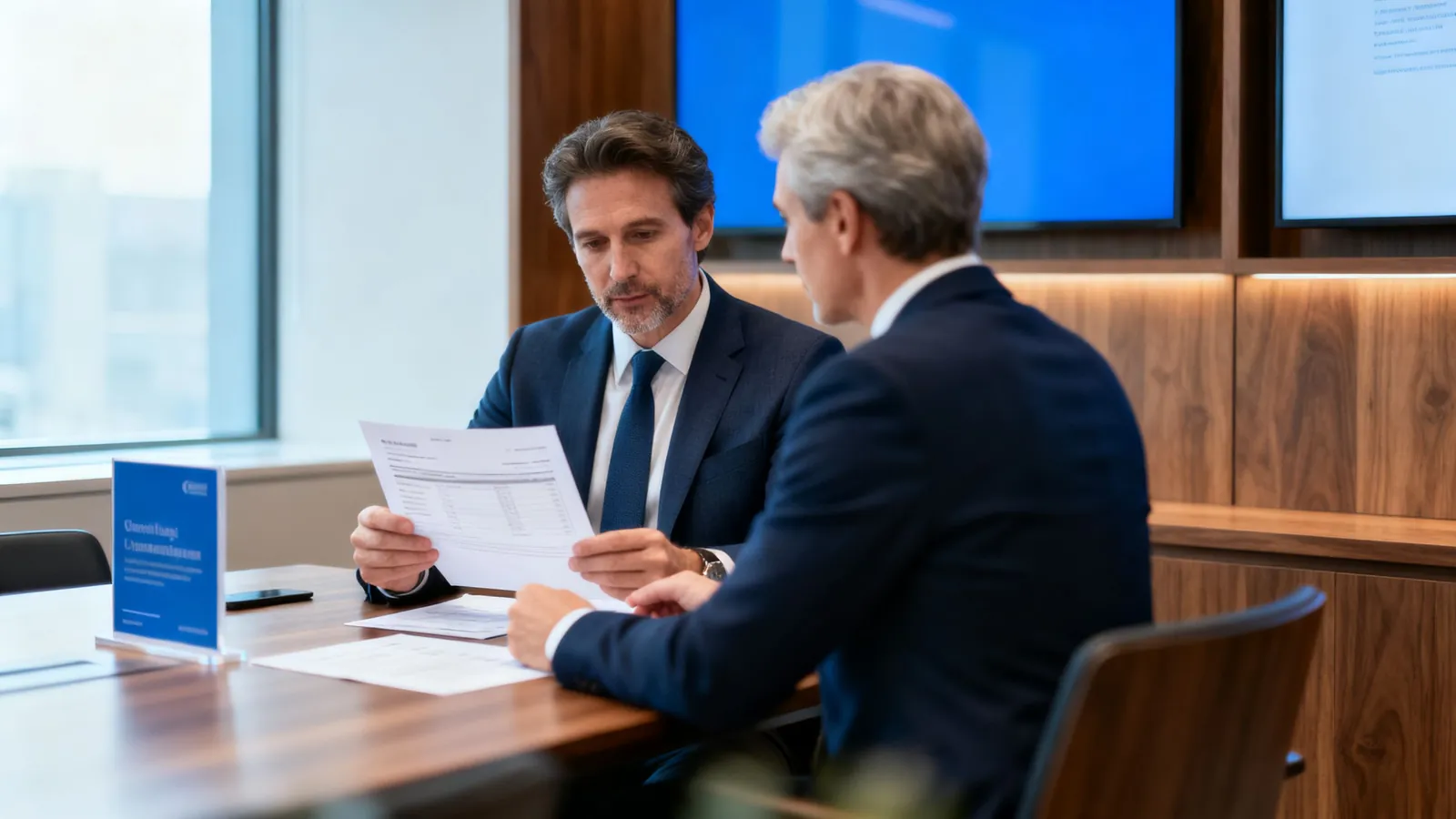 A family office controller reviewing statements with a principal